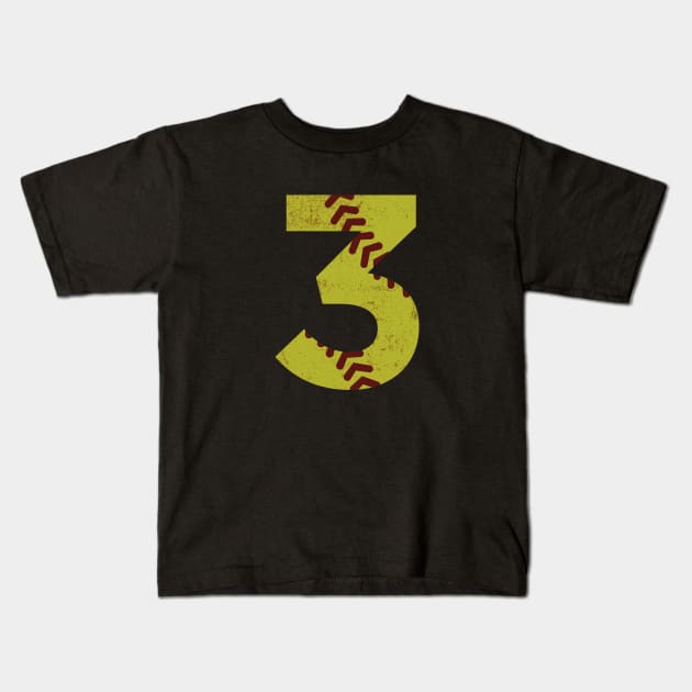 Softball Number Kids T-Shirt by anupasi